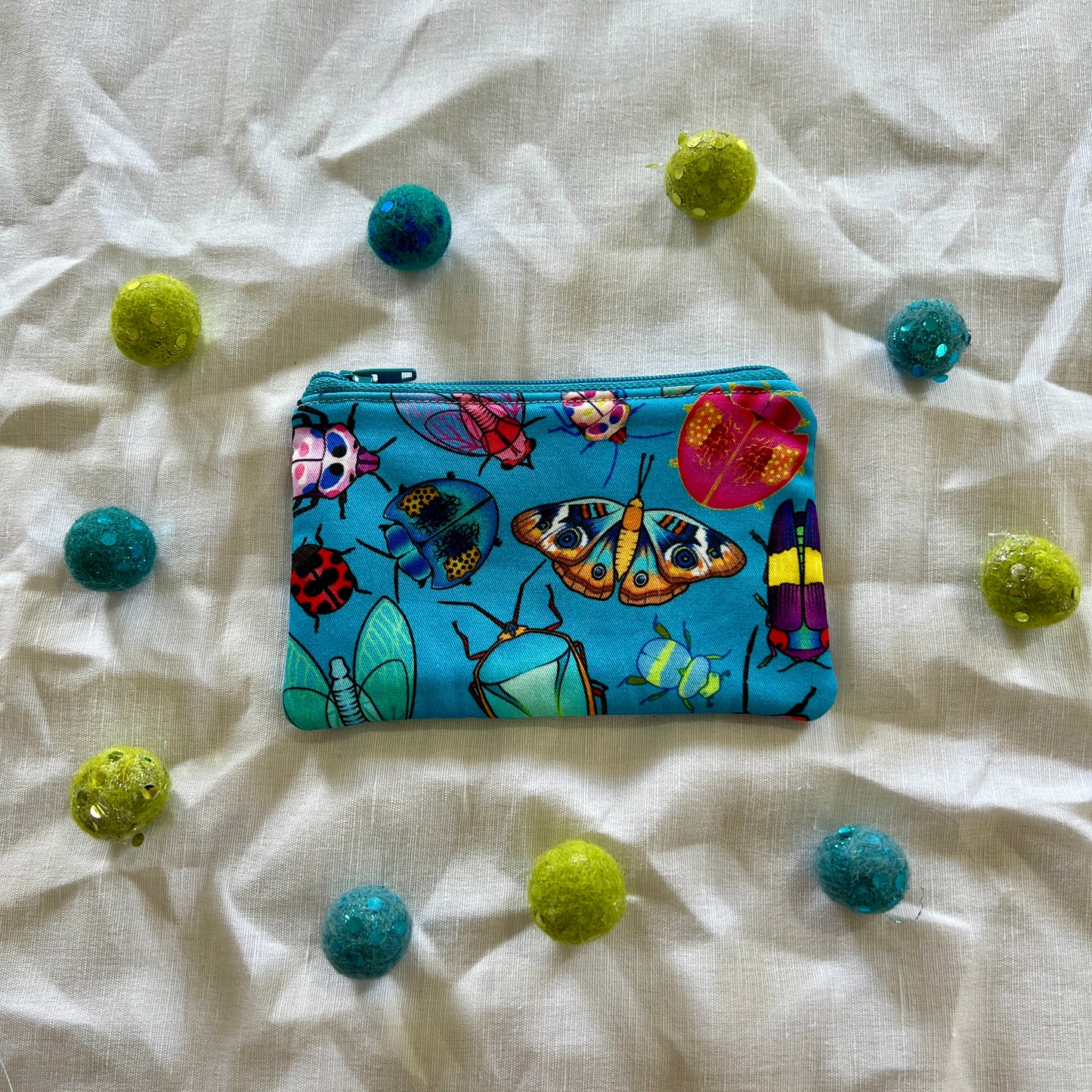 Bugs on Blue Coin Purse