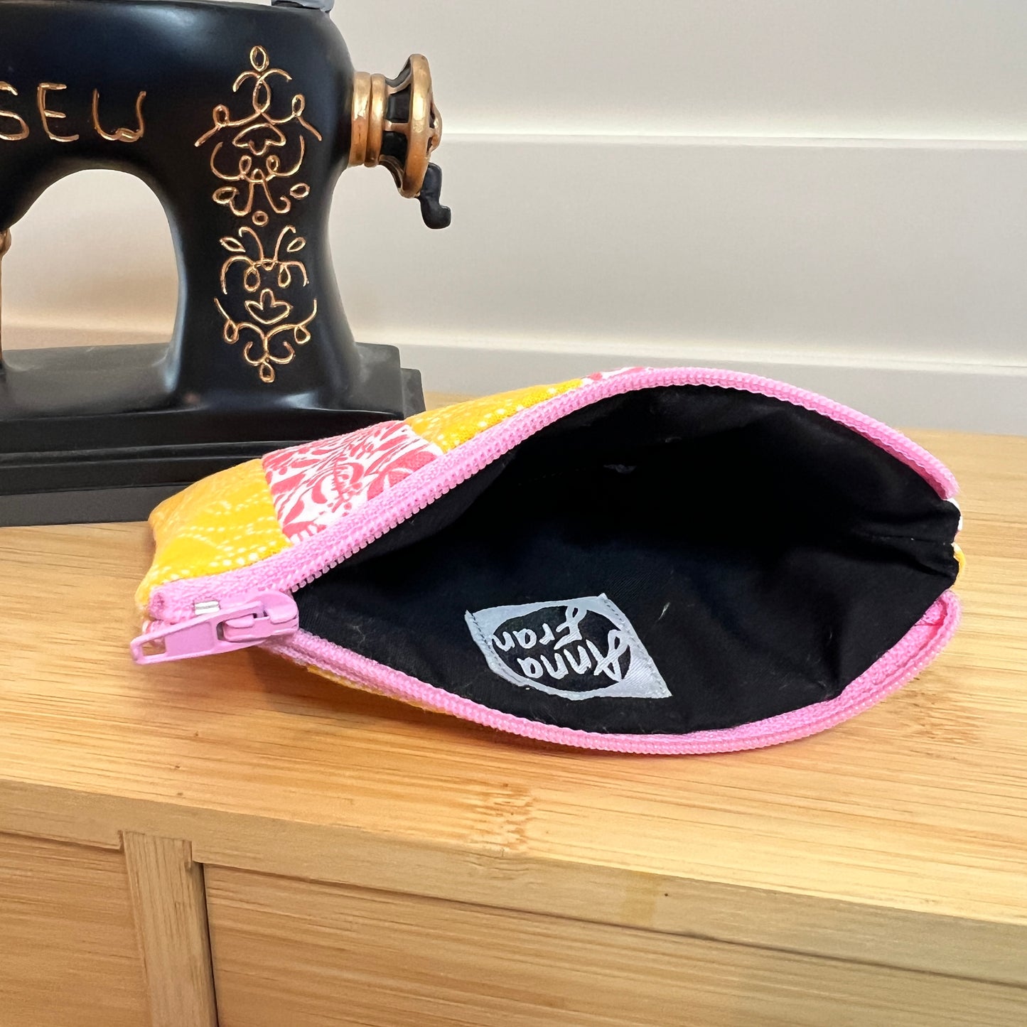 Hand Quilted Yellow and Pink Coin Purse