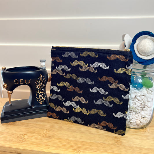 Moustache Square Zip/Makeup Bag