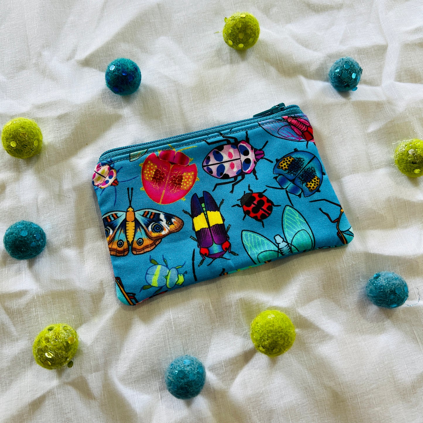 Bugs on Blue Coin Purse