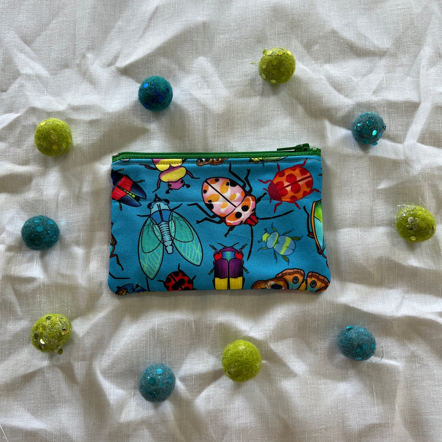 Bugs on Blue Coin Purse