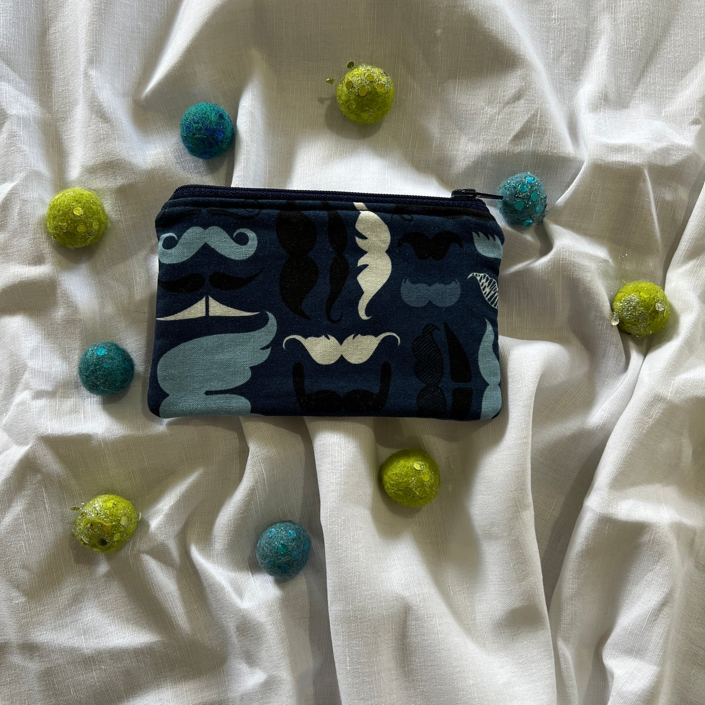 Blue Moustache Console Coin Purse
