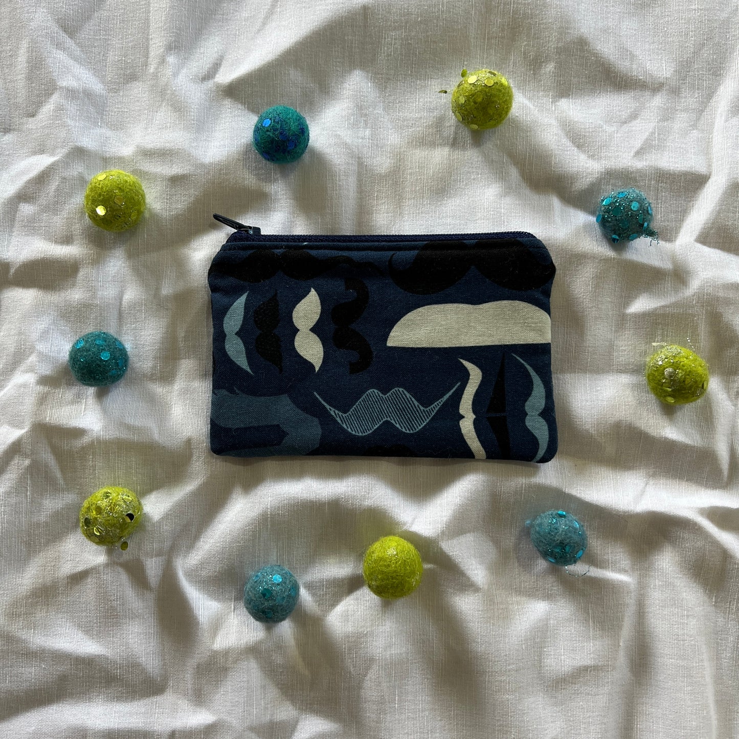 Blue Moustache Console Coin Purse