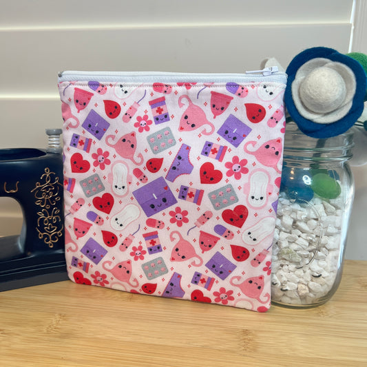 Time of the Month Square Zip/Makeup Bag