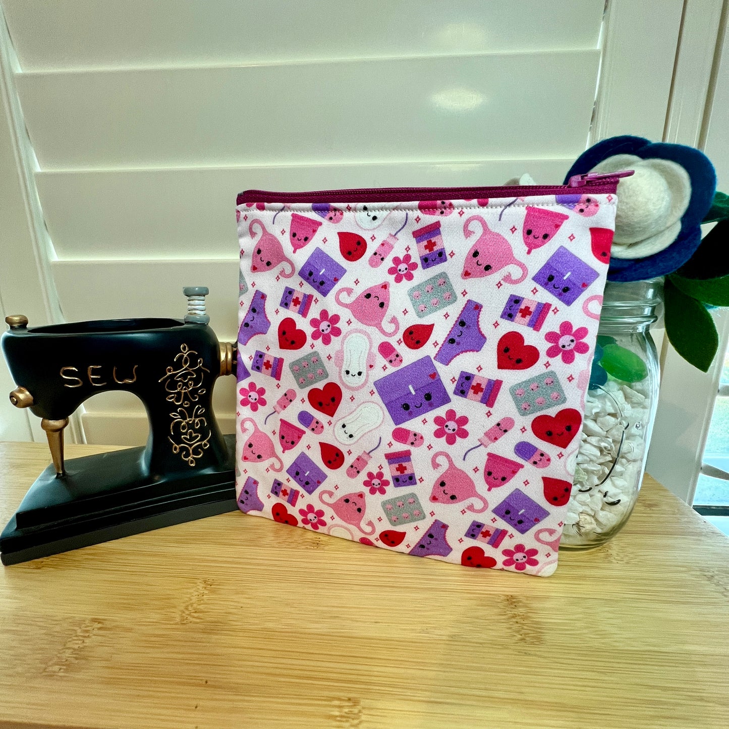 Time of the Month Square Zip/Makeup Bag
