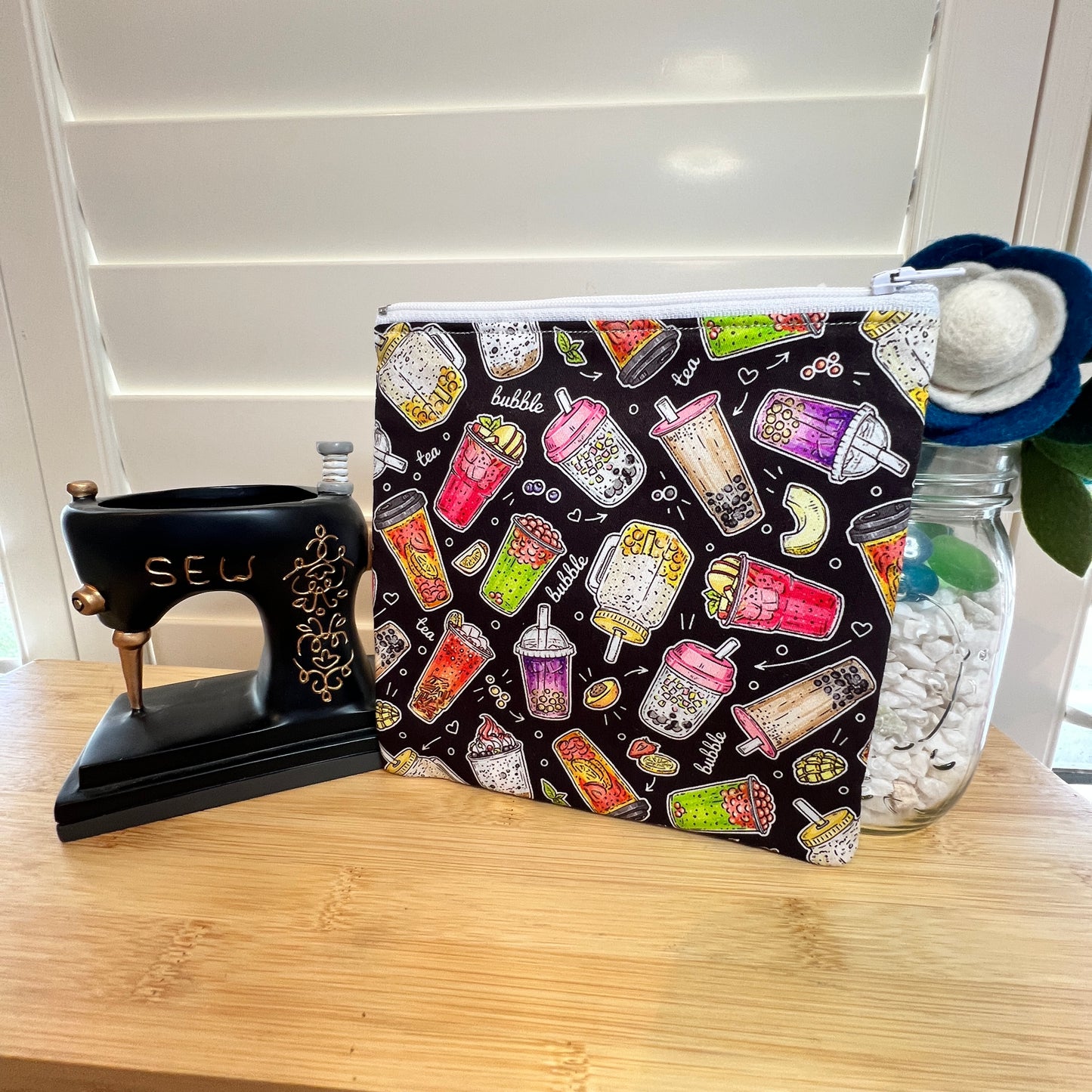 Bubble Tea Square Zip/Makeup Bag