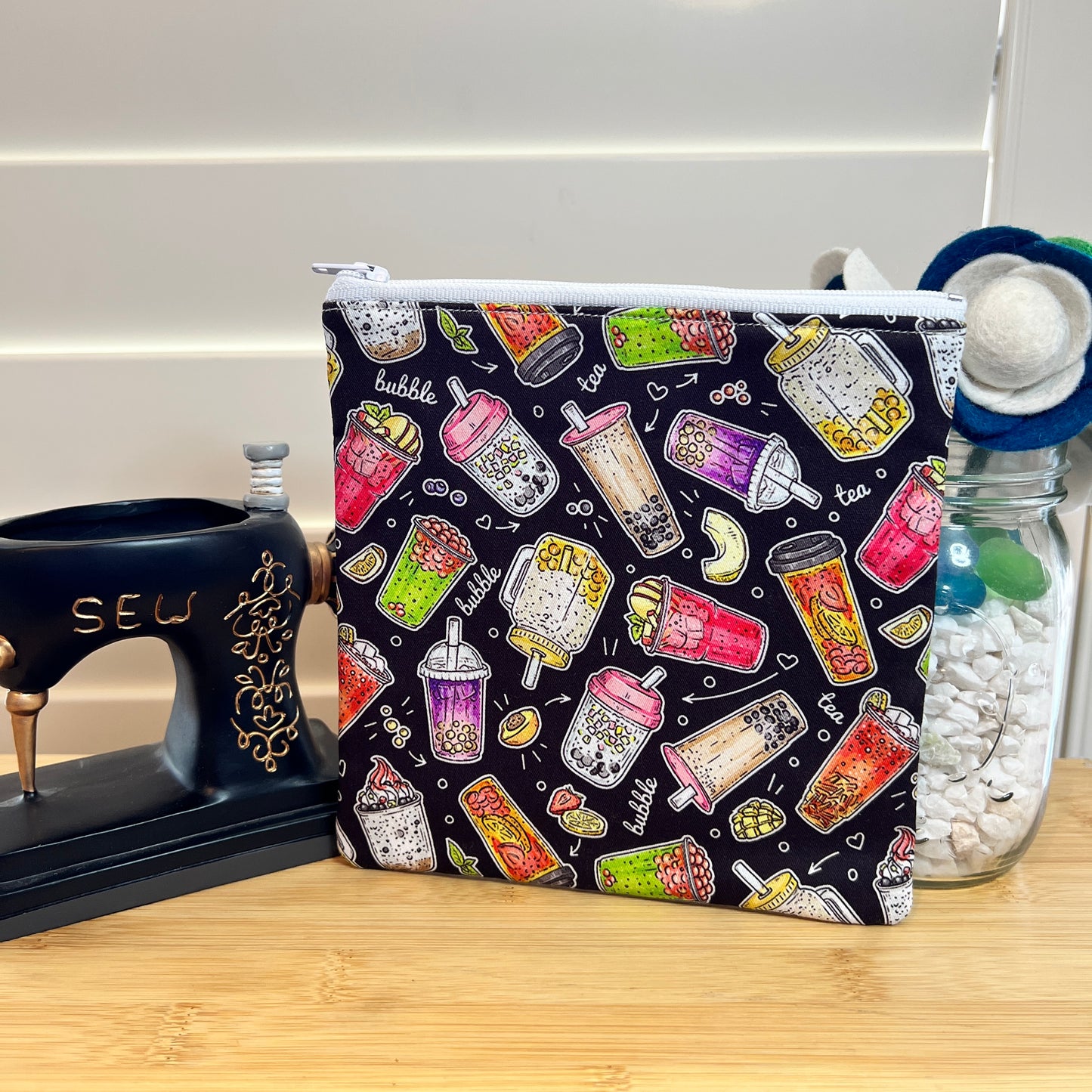 Bubble Tea Square Zip/Makeup Bag