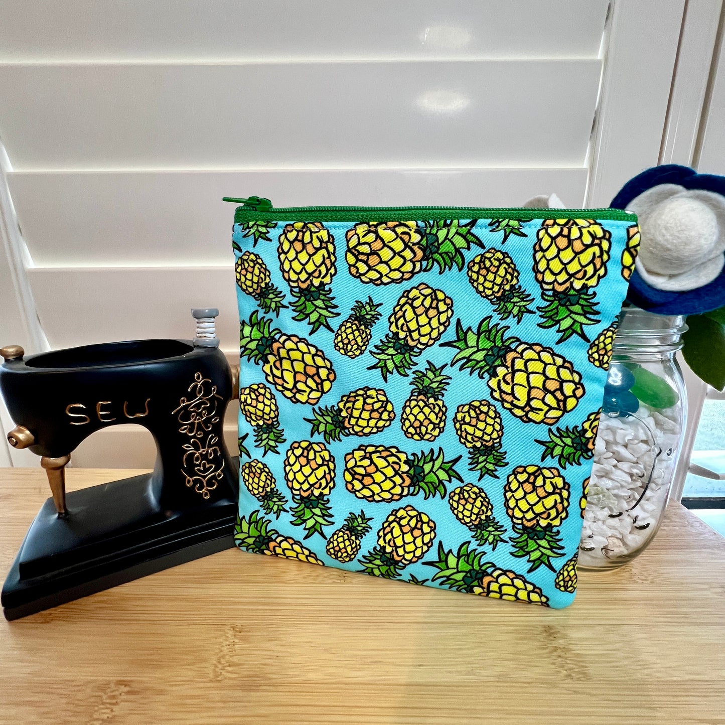 Pineapples Square Zip/Makeup Bag