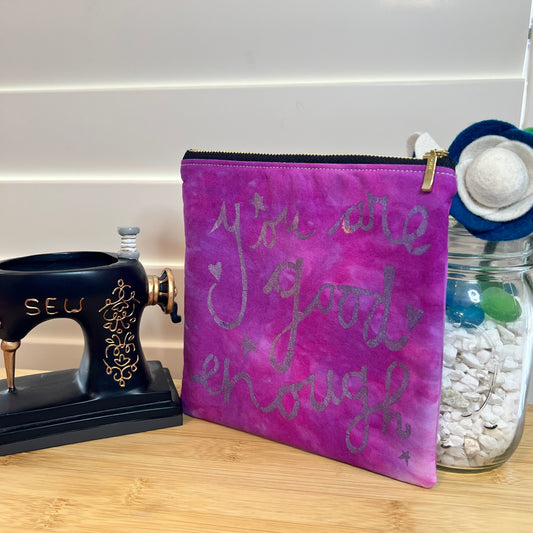 Purple Good Enough Gratitude Hand-dyed Affirmation Zip Bag