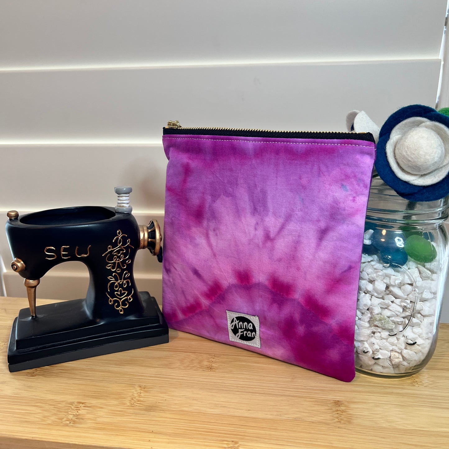 Pink/Purple Good Enough Hand-dyed Affirmation Zip Bag