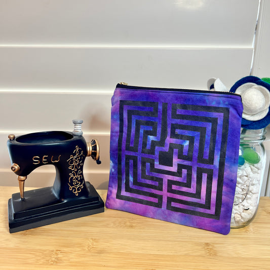 Purple Maze Hand-dyed Zip Bag