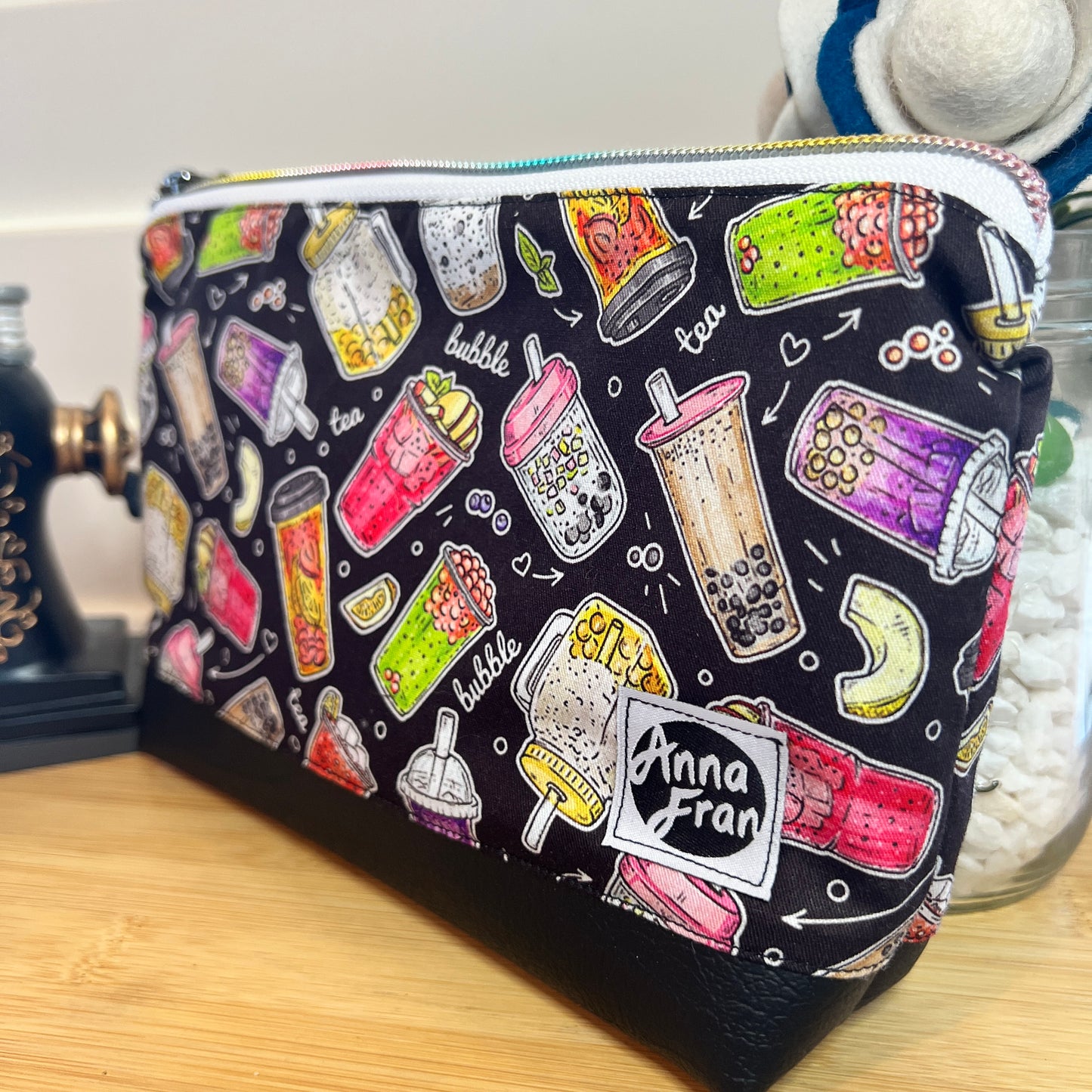 Handmade Bubble Tea Makeup Bag