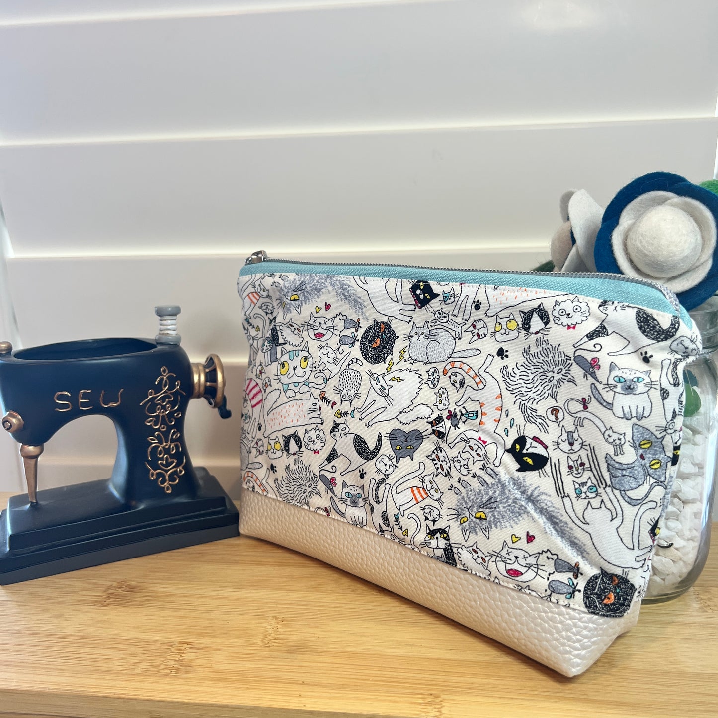Handmade Cats Makeup Bag
