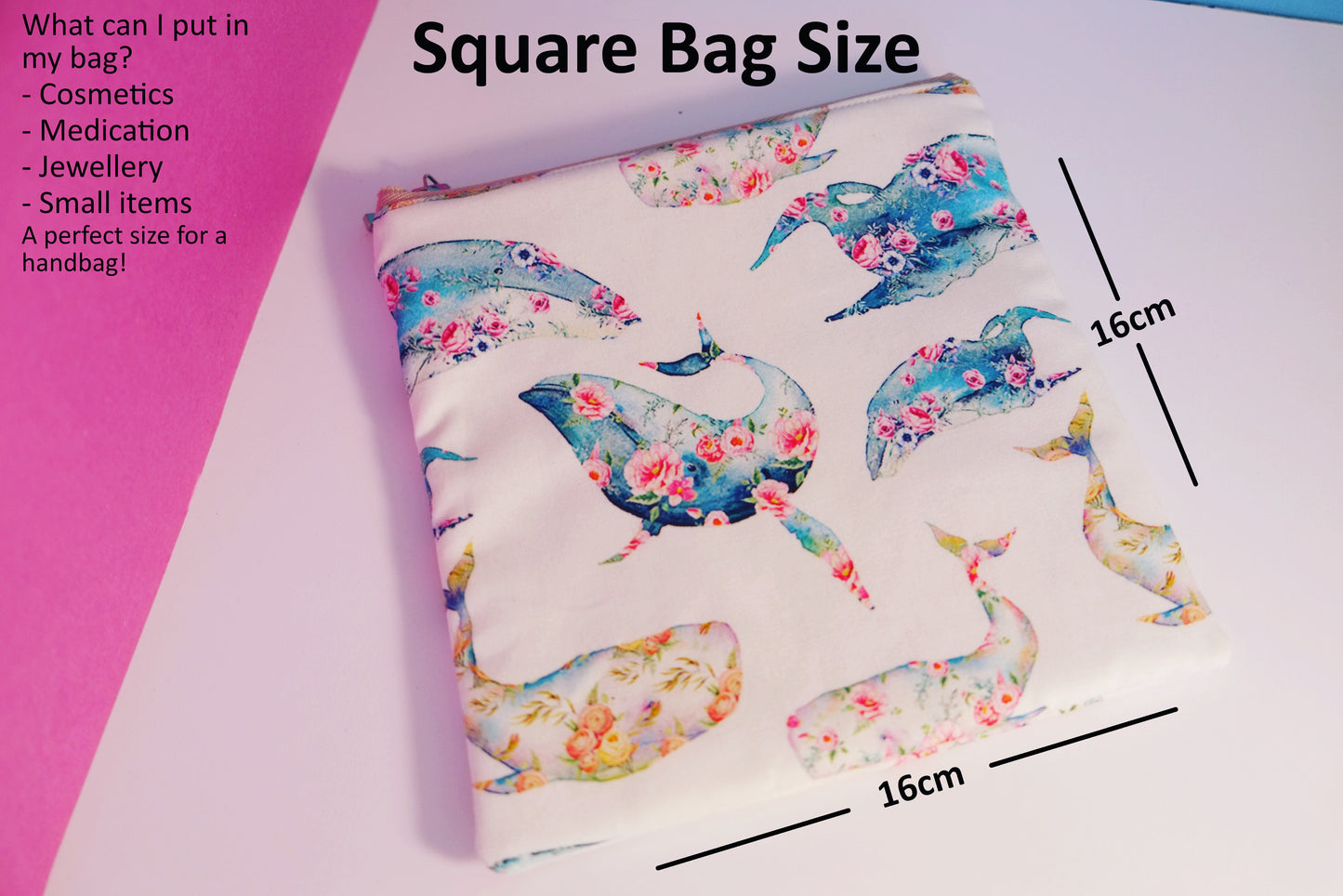 Kangaroo Square Zip/Makeup Bag